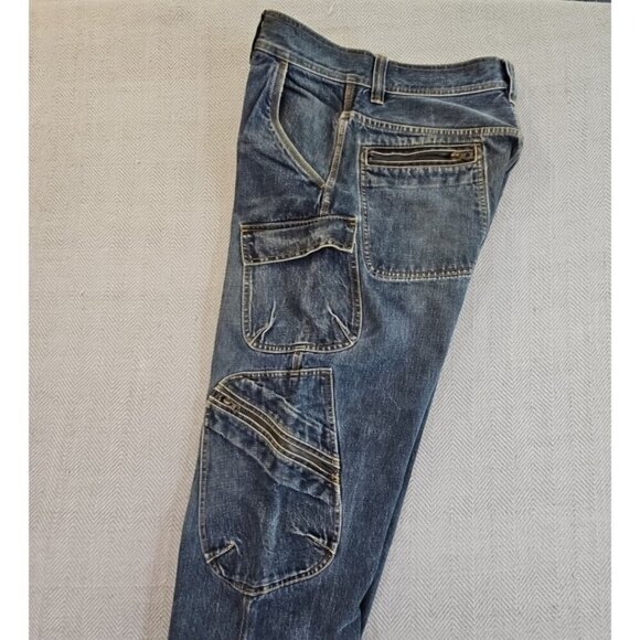 Sean John Jeans Men’s 32x32 Blue Y2K Hip Hop Baggy Wide Leg Denim Zip Pockets - Picture 9 of 13